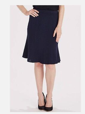 St. John Navy A-Line Knit Skirt